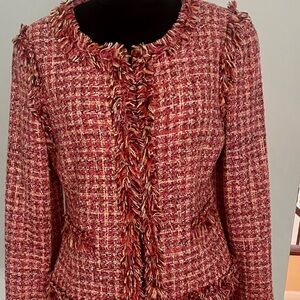 Size 6 Italian skirt suit, never worn, A line skirt. Cotton tweed.